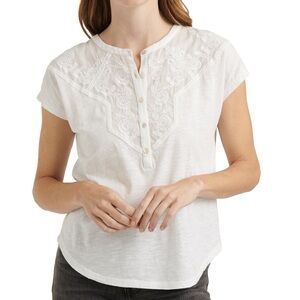 Lucky Brand Pin Tuck embroidered top size XL